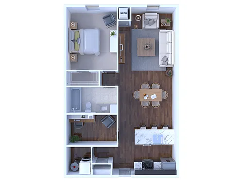 Floor plan 1 Bedroom/1 Bathroom - Den