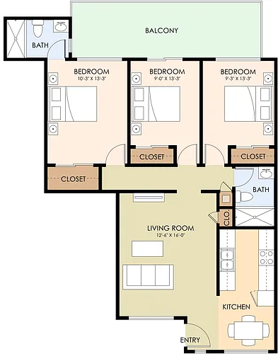 Floor plan 3x2 with in unit laundry