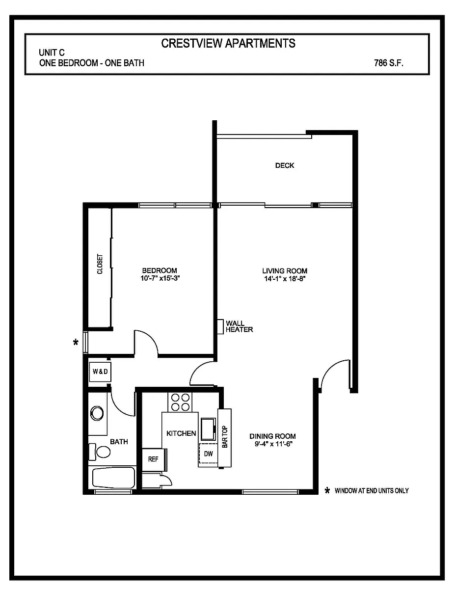 Floor plan Plan C: With Washer and Dryer