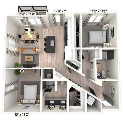 Floor plan B4 2x2 1166 SF-FP