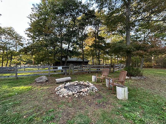 Backyard with large firepit