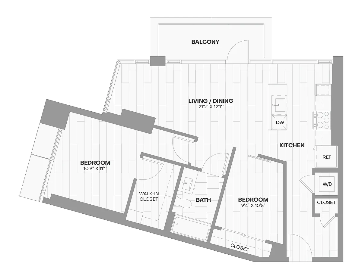 Floor plan 1 Bed/1 Bath Den-508