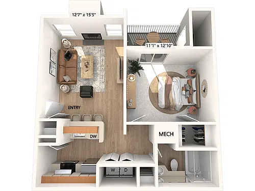 Floor plan A1-715sf-Renovated-I