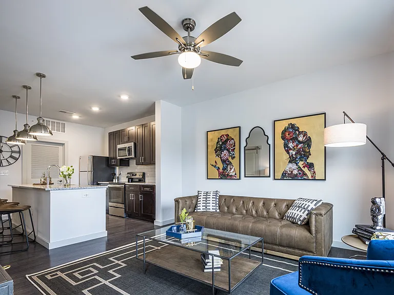Open Living Spaces, Wood Style Flooring, Ceiling Fans and Lots of Natural Lighting