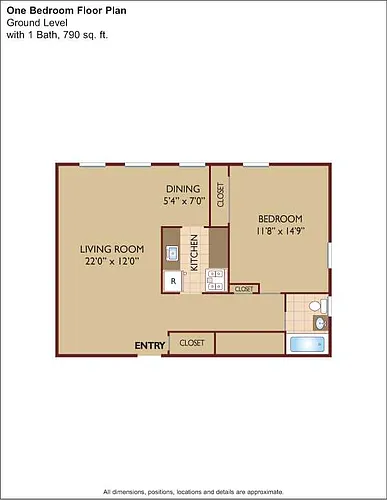 Floor plan $2.13/sq.ft. - One Bedroom