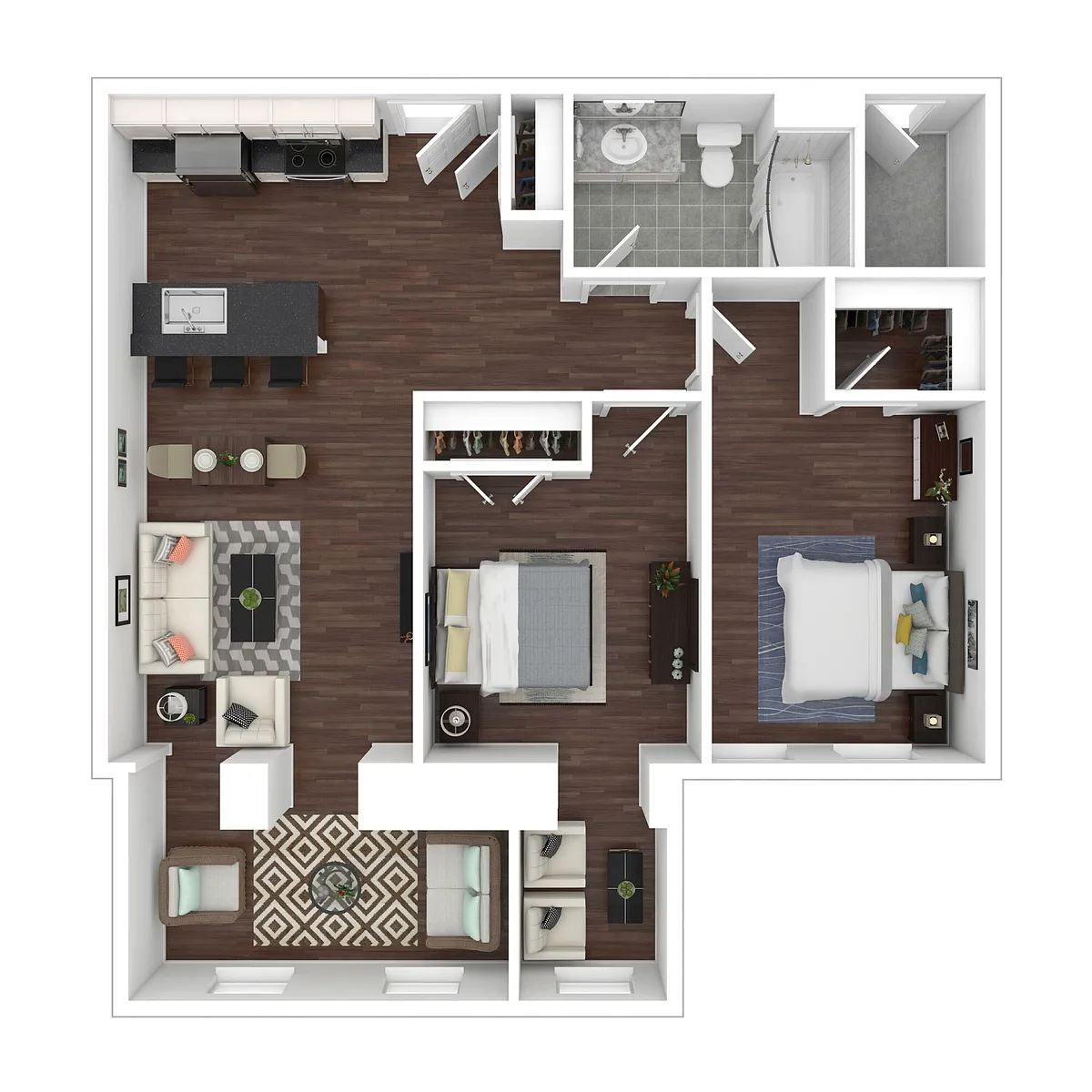 Floor plan 2 Bed 1 Bath C