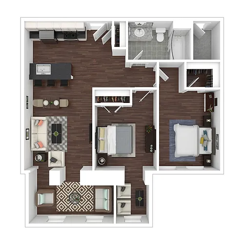 Floor plan 2 Bed 1 Bath C