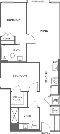 Two Bedroom Two Bath (878 SF) Two Bedroom Two Bath (878 SF)