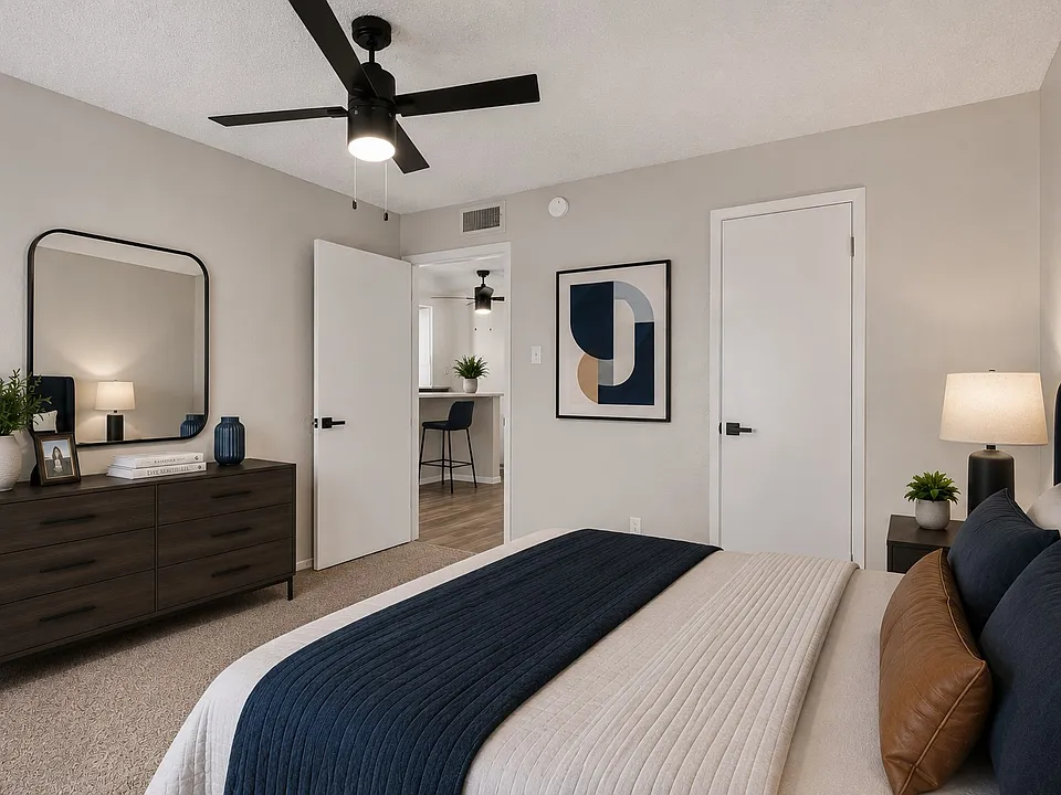 Bedroom _ Bedroom with walk-in closet, pictured with a queen bed
