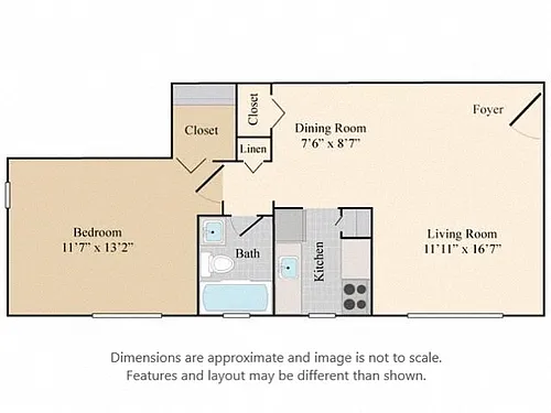 Floor plan 1Bed 1Bath