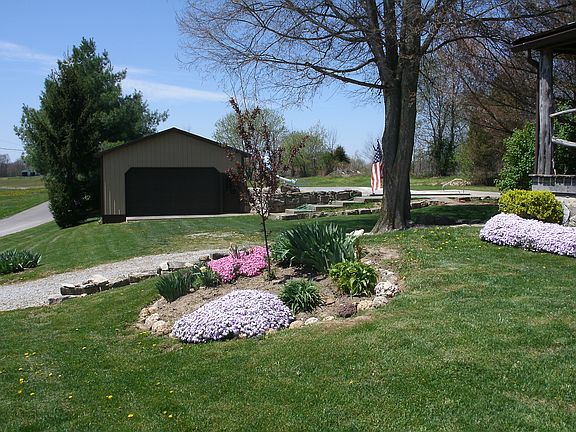 view of pole barn and pool