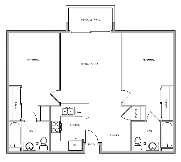 Floor plan 2 Bedroom &amp; 2 Bathroom