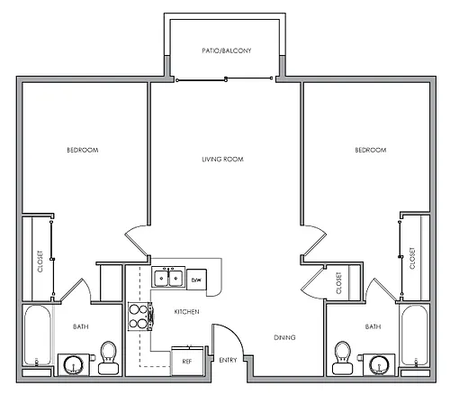 Floor plan 2 Bedroom &amp; 2 Bathroom
