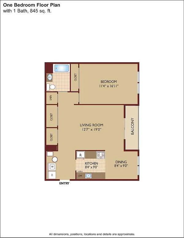 Floor plan $2.82/sq.ft. - One Bedroom