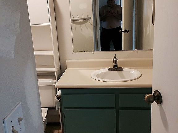 View of bathroom from hallwa