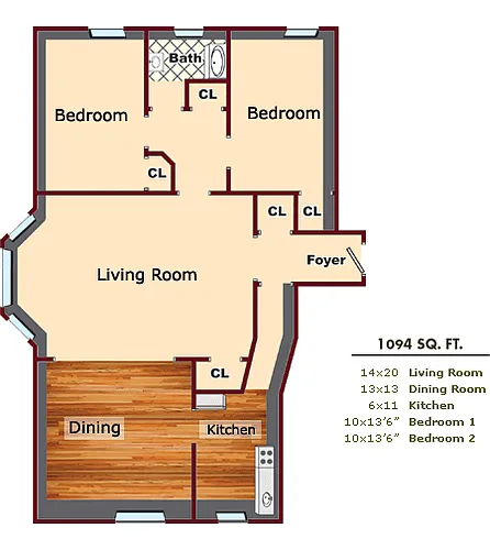 Floor plan 2 Bedroom Deluxe