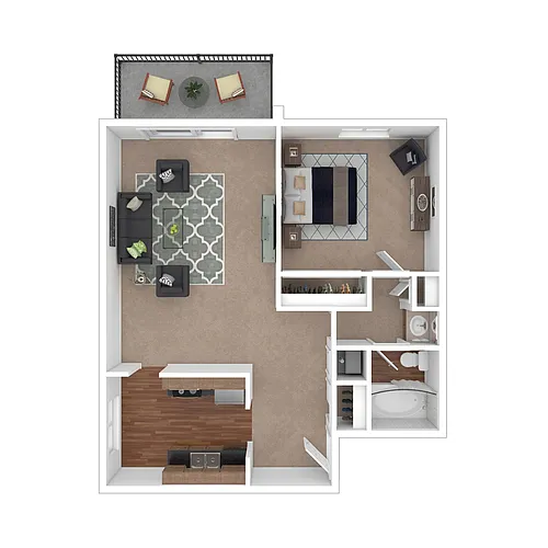 Floor plan One Bedroom Corner