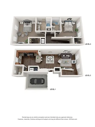 Floor plan B3 Townhome with Attached Garage