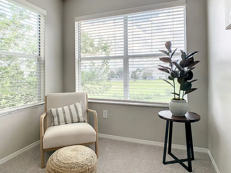Sunshine fills the solarium for a unique space and bright living space options.
