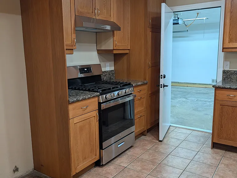 Kitchen and entry to garage