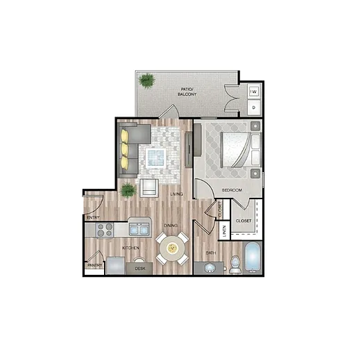 Floor plan A2 - One Bedroom One Bathroom