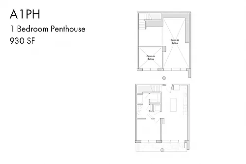 Floor plan A1TH 1 Bedroom Townhome