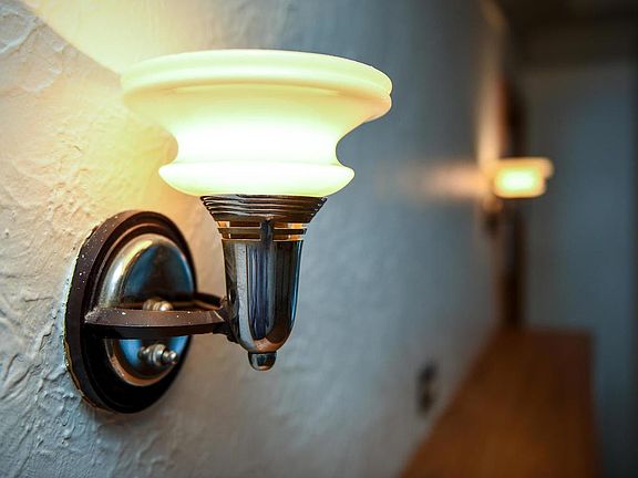 Original 1937 light fixtures add unique charm.