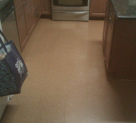Upgraded kitchen cork flooring