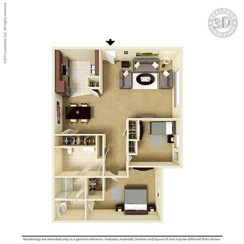Floor plan 2 Bedroom 2 Bath