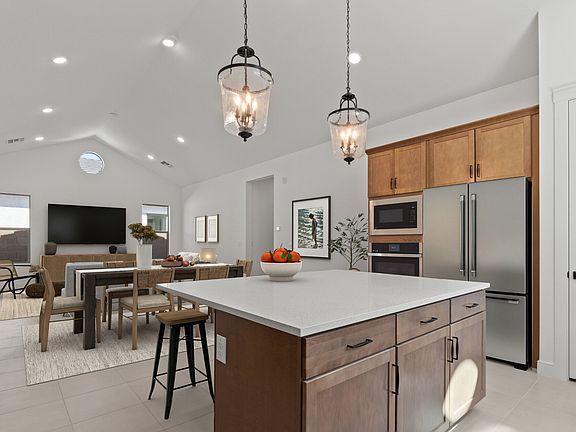 Kitchen with center island and pendant lighting