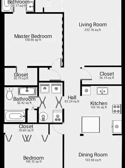 Updated floor plan, We have an open kitchen/dinning area and the island will be turned sideways