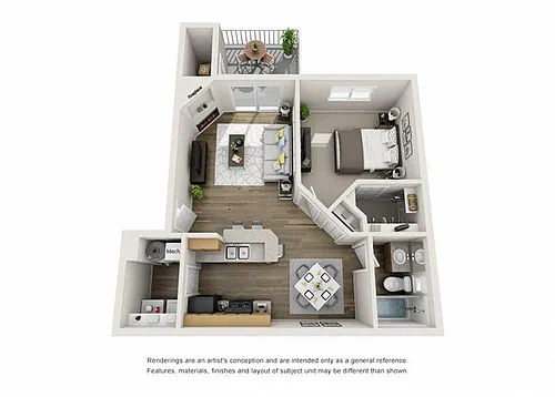 Floor plan One Bedroom ,One Bathroom Classic