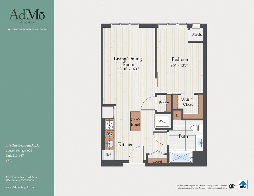 Floor plan The One Bedroom Alt A
