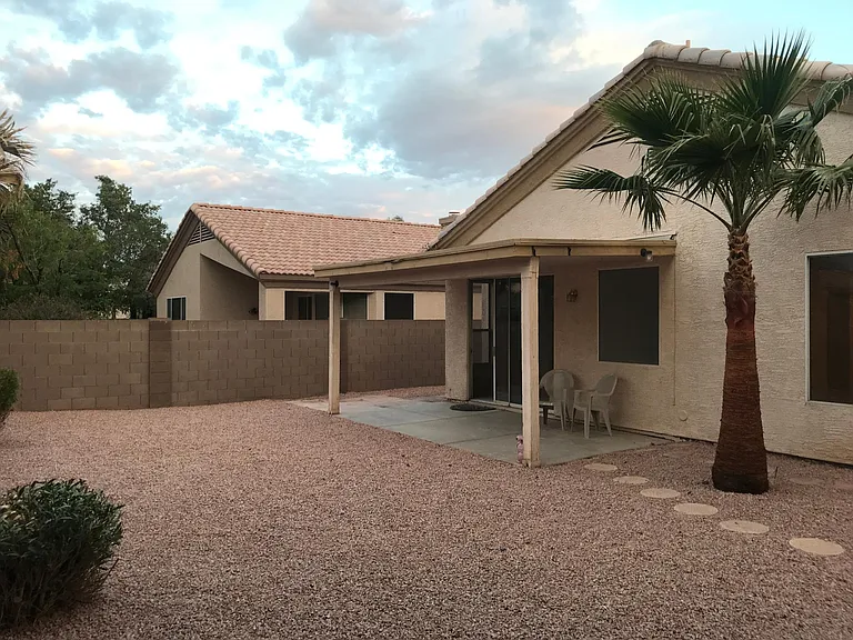 Xeriscaped backyard.