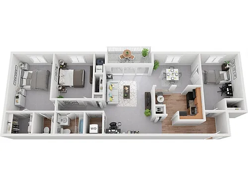 Floor plan 2 Bedroom 1.5 Bath with Den