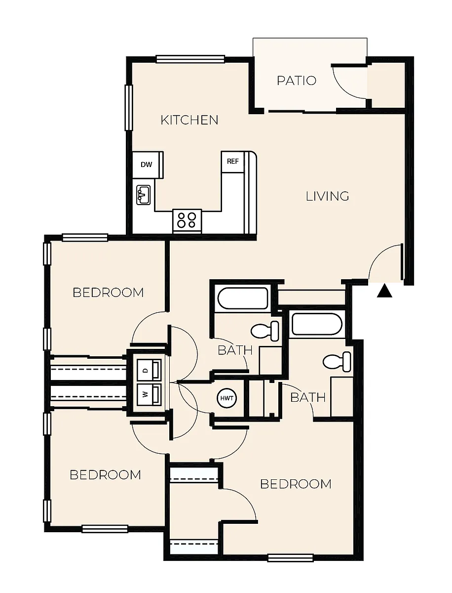 Floor plan 3 Bed 2 Bath C3