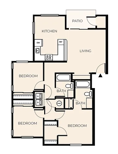 Floor plan 3 Bed 2 Bath C3