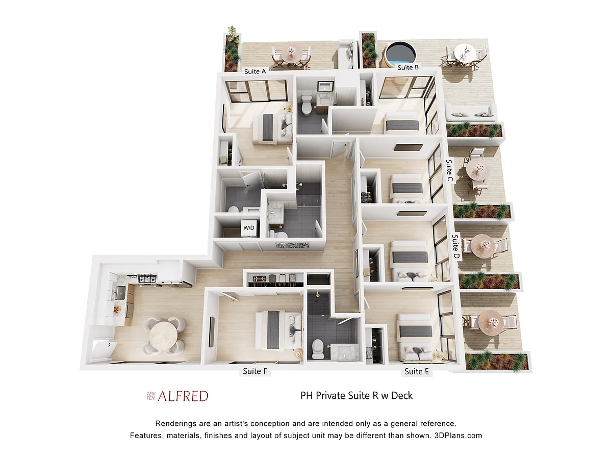 Floor plan Penthouse Private Suite R with Deck