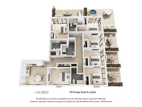 Floor plan Penthouse Private Suite R with Deck
