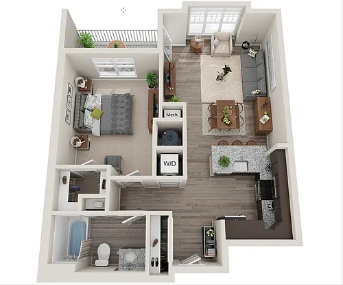 Floor plan Type B - One Bedroom