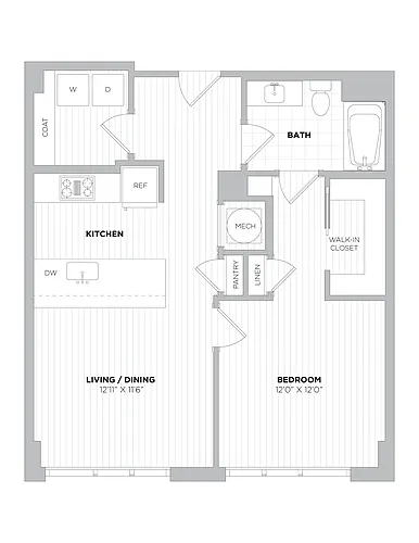 Floor plan 1 Bed/1 Bath-1B.2