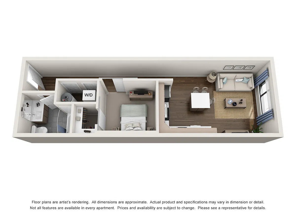 Floor plan 1BD, 1BTH A1