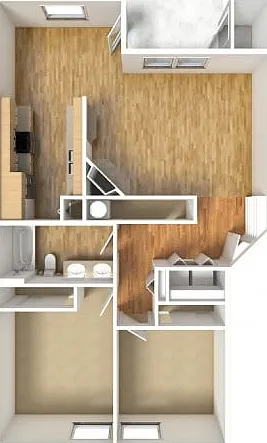 Fir - 2/1 - First, Second, Third Floors - 1,018 SF Fir - 2/1 - First, Second, Third Floors - 1,018 SF