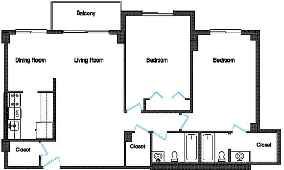Floor plan 2 Bedroom 2 Bath