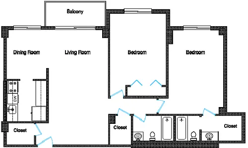 Floor plan 2 Bedroom 2 Bath