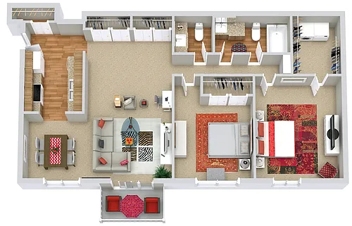 Floor plan 2 Beds | 1.5 Baths