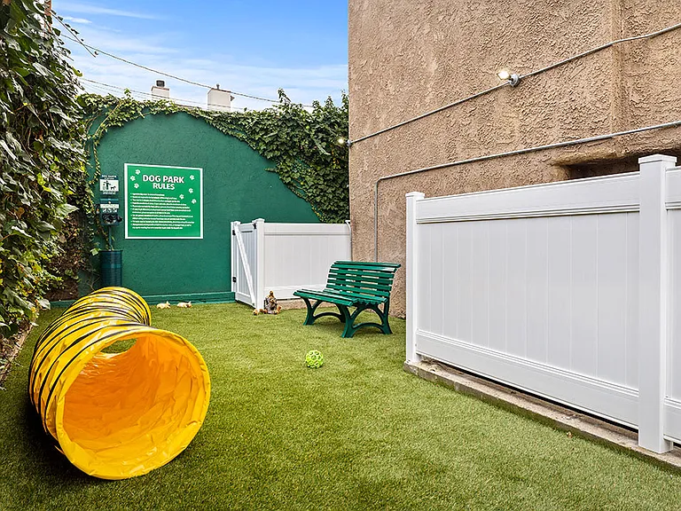 Gated on- and off-leash pet park and agility toys.