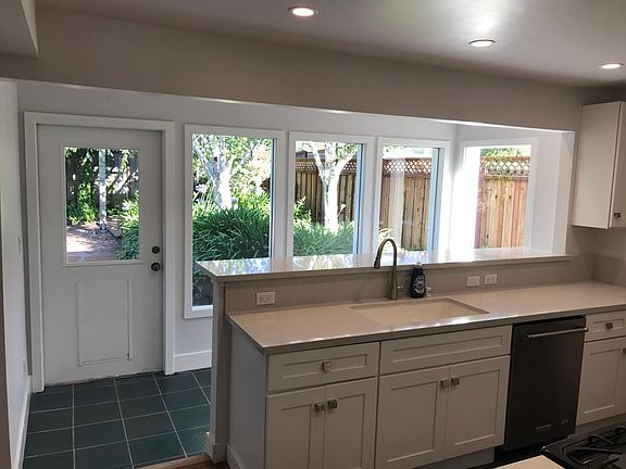 Kitchen with views to the large backyard