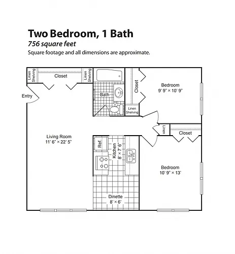 Floor plan Renovated 2 Bedroom (ground nac)