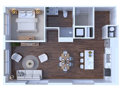 Floor plan 1 Bedroom/1 Bathroom - C7